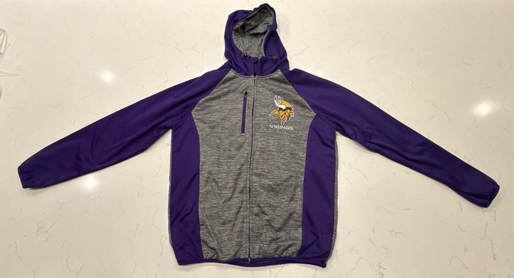 NFL Minnesota Vikings Full-Zip Hoodie Size M Heather Gray Purple